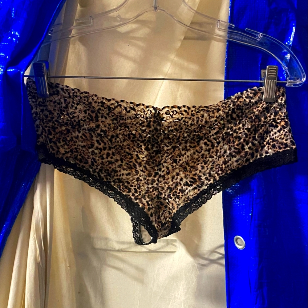Leopard Print Lace Trim Women's Panties